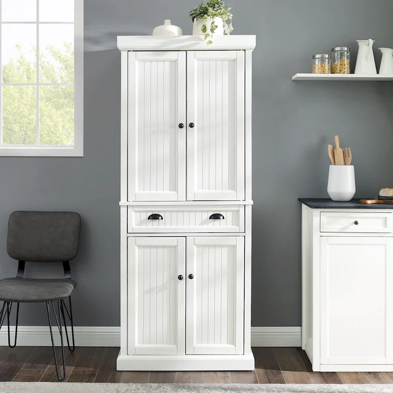 Crosley Seaside Distressed White Kitchen Pantry