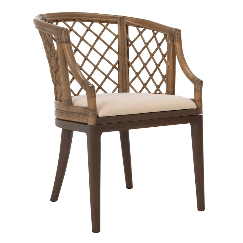 SAFAVIEH Theona Rattan Lattice Arm Chair - 22.3 W x 23 L x 31.3 H - 22Wx23Dx31H