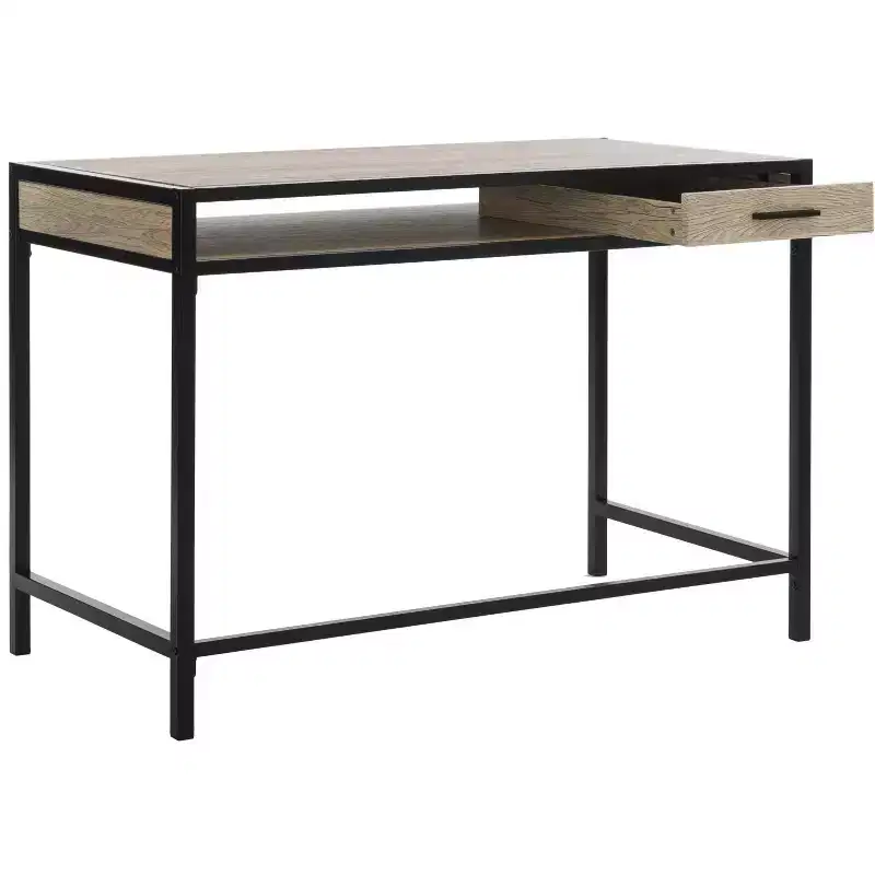 Alan 1 Drawer 1 Shelf Desk - DSK2205 - Rustic Brown/Black - Safavieh