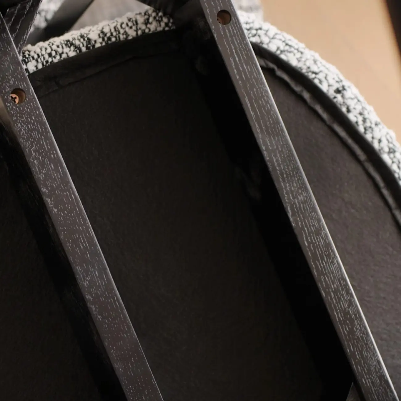 Mid-Century Modern Boucle Wood Counter Bar Stool