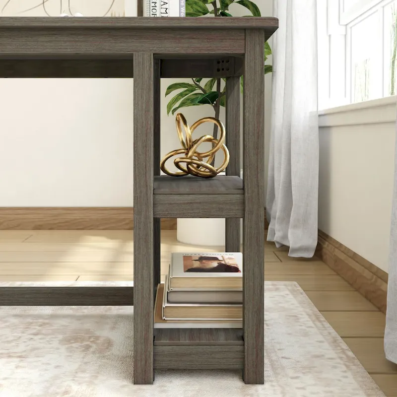 Plank and Beam Desk with Bookshelves
