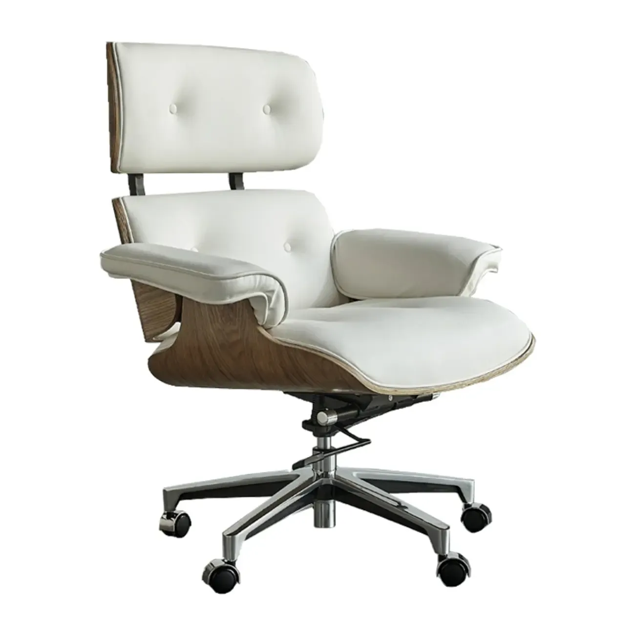 Mid-Century Modern Ergonomic Office Chair Genuine Leather