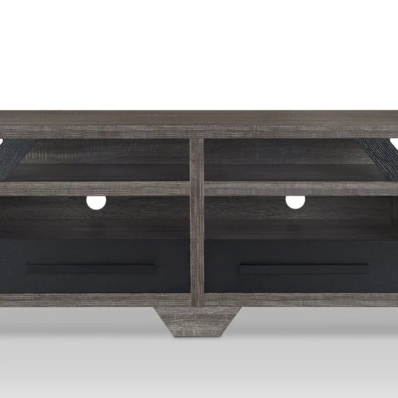 Modern Gray 82 Wide Open Shelf Tiered TV Stand