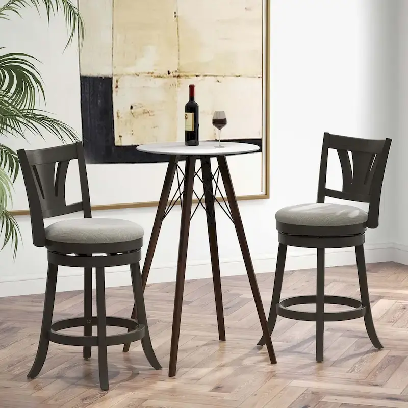 1/2/4 PCS 26.5  Swivel Bar Stool Counter Height w/ Rubber Wood Legs