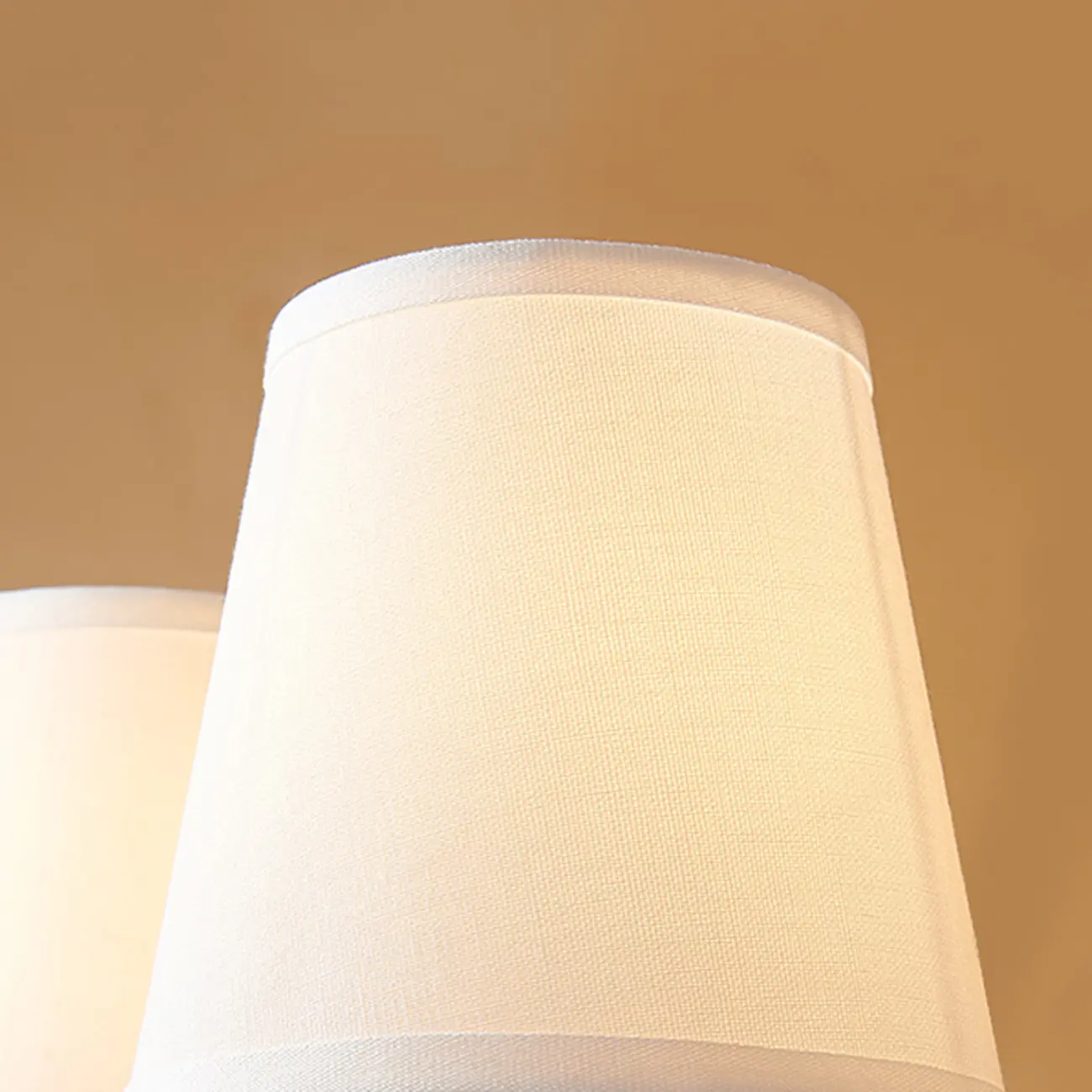 Traditional White Fabric Shade Golden Wall Sconce