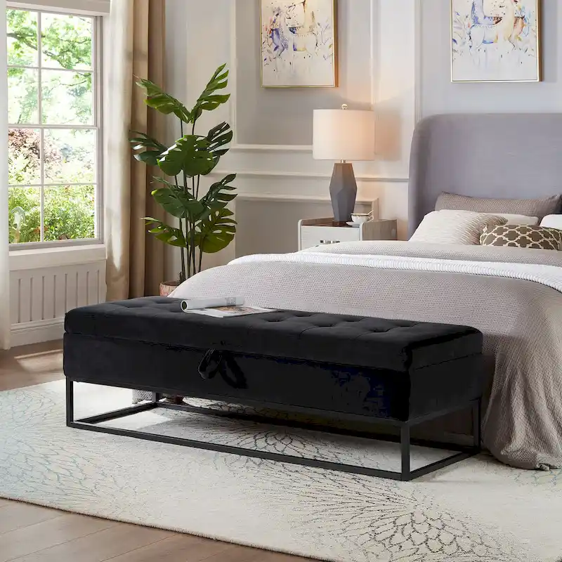 58.6 Bed Bench Metal Base with Storage