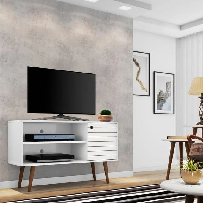 Mid Century Modern Liberty Storage Media Cabinet Console