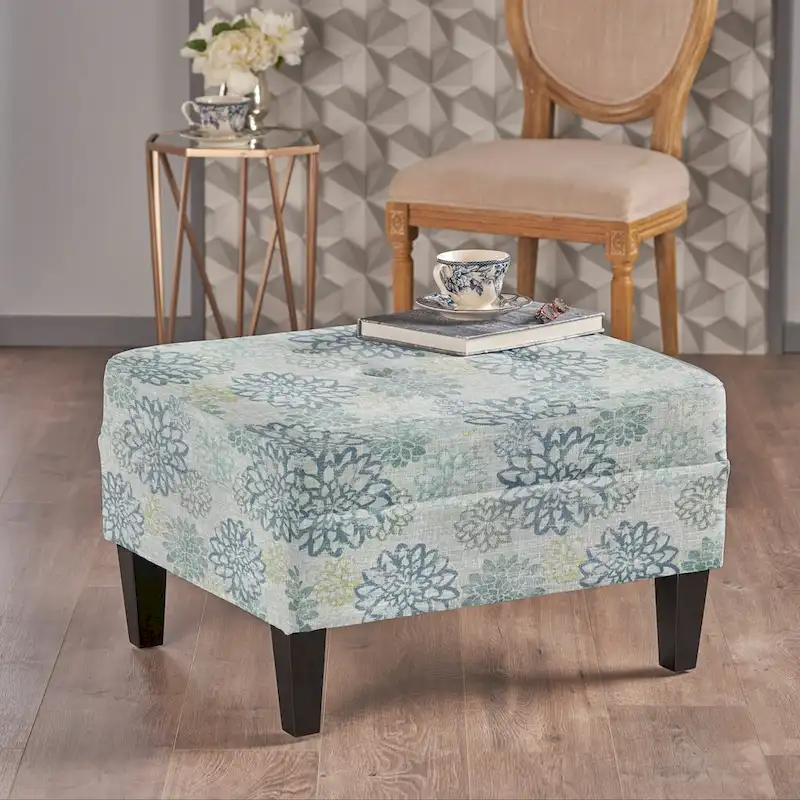 Tiernan Tufted Fabric Ottoman by Christopher Knight Home