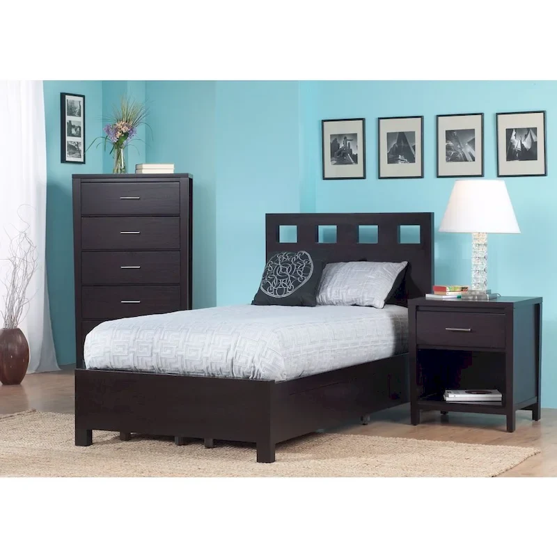 Rectangular Cutout Platform Storage Bed in Espresso