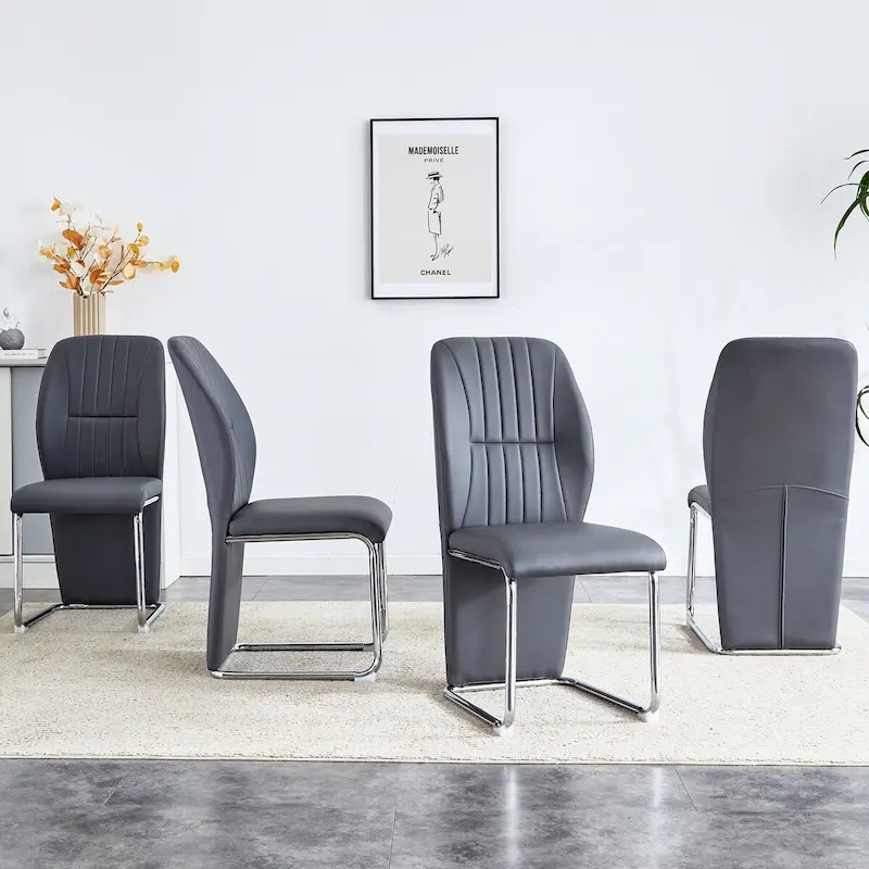 Set of 4 modern minimalist dining chairs in PU material