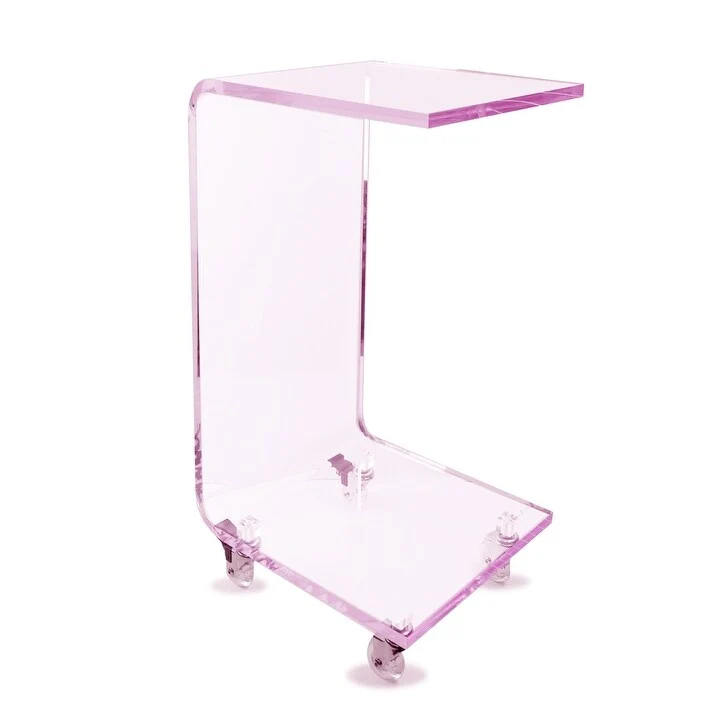 DesignStyles Acrylic C-Table w/Wheels