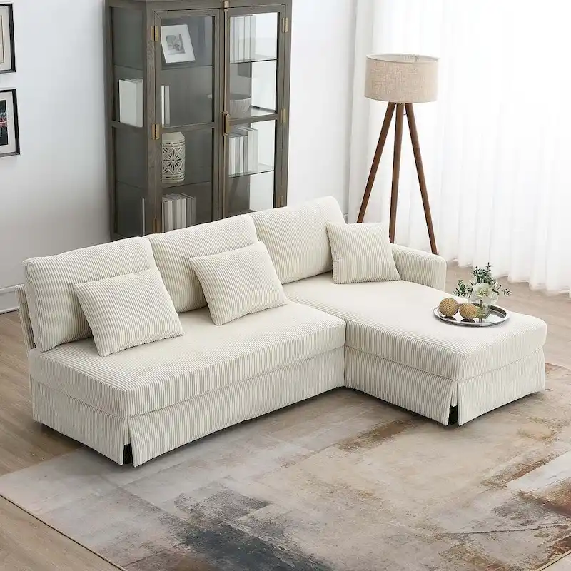 L-shaped Sofa Couch Bed Modern Reversible Sectional Sofa with Storage Chaise for Living Room