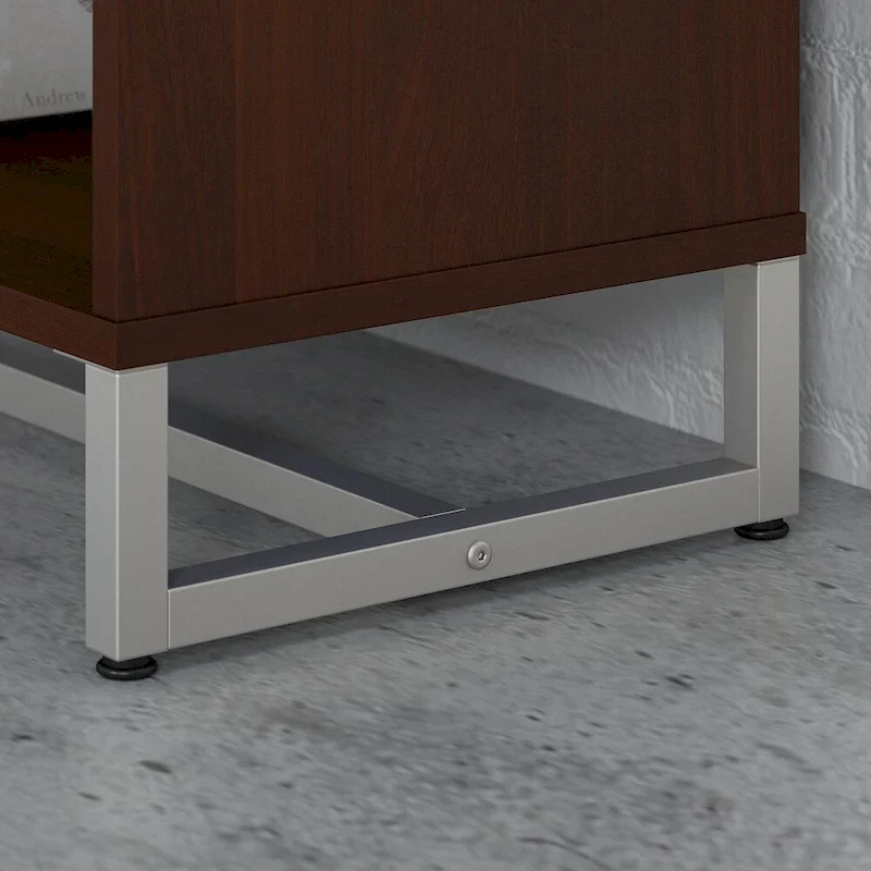 Grey / Tan / White / Taupe / Brown 2-Shelf Bookcase Cabinet with Metal Base