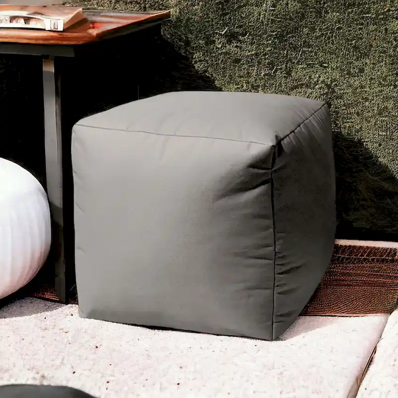 HomeRoots 17  Cool Steely Silver Gray Solid Color Indoor Outdoor Pouf Cover - 17' X '17' X '1