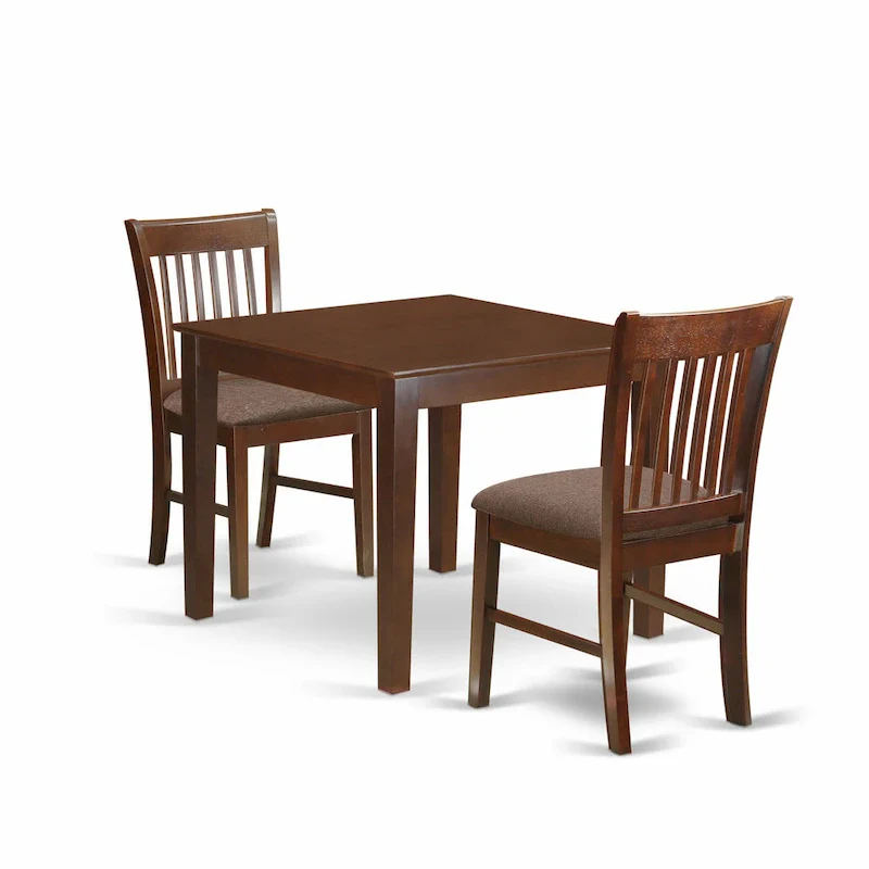 East West Furniture Dining Room Table Set Contains a Square Kitchen Table and Dining Chairs, Mahogany