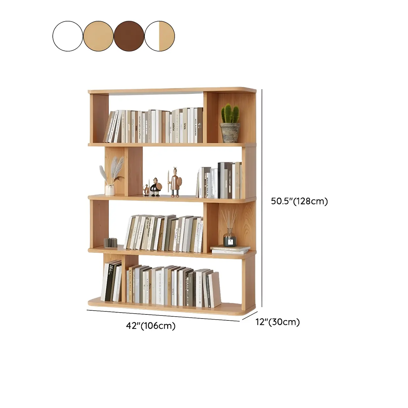 Tall Modern Walnut Open Back 6-Shelf Wood Bookcase