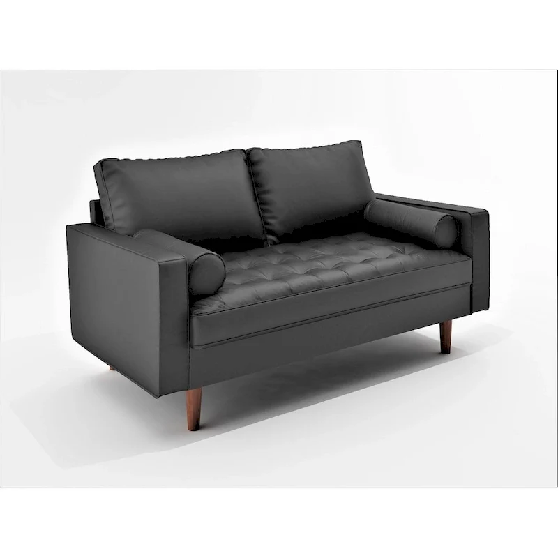 Lopez Faux Leather Mid-century Modern Loveseat
