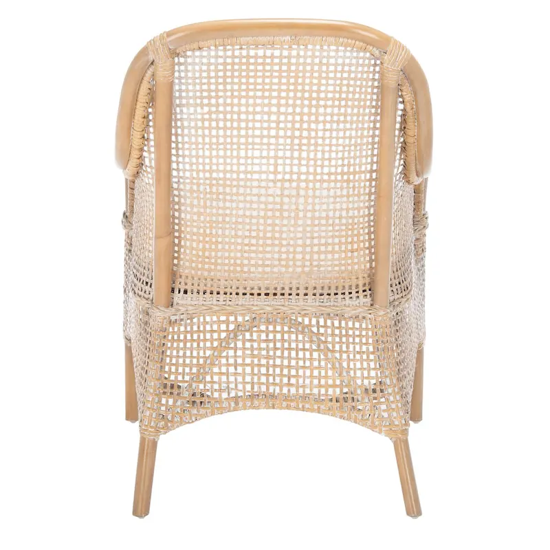 SAFAVIEH Rosalia Coastal Rattan Accent Chair with Cushion - 23.4 W x 24.8 L x 32.7 H - 23Wx25Dx33H
