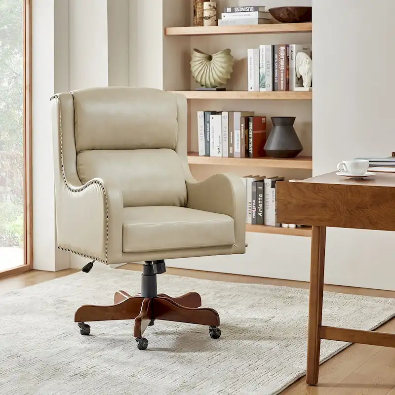 Pete Faux Leather Adjustable Height Swivel Executive Chair with Tilt Mechanism by HULALA HOME