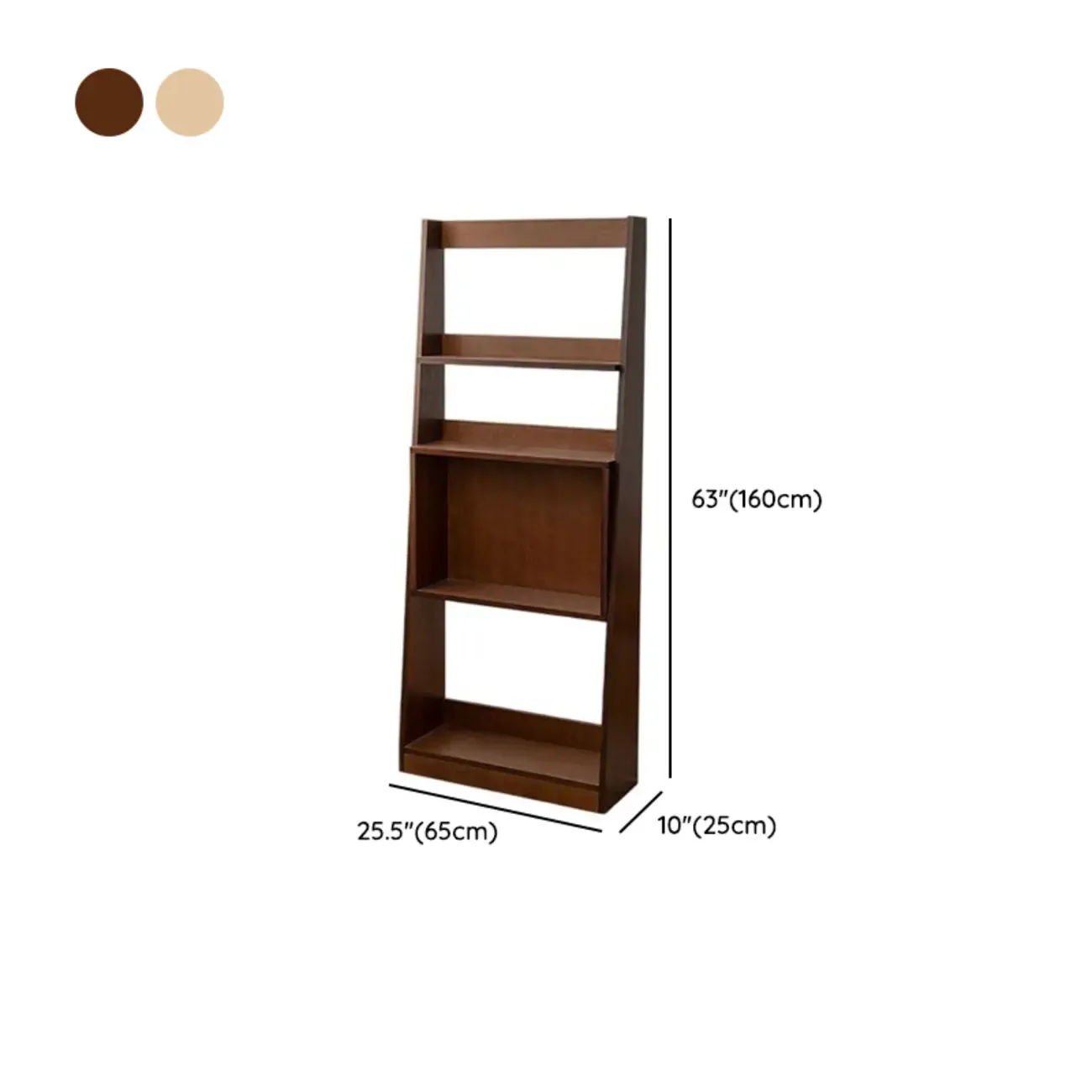 Elegant Vertical Wood Open Back Display Ladder Bookcase
