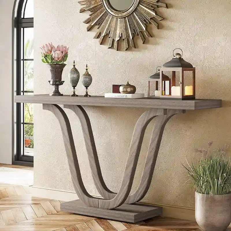 Farmhouse Console Table, 55 Inch Wood Sofa Table Entryway Table