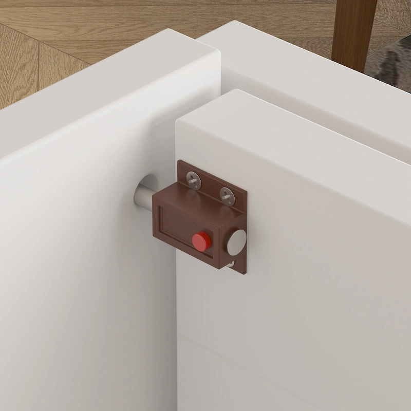 Modern Wood Full Murphy Bed Chest in White Finish Dresser 2-1 Cabinet