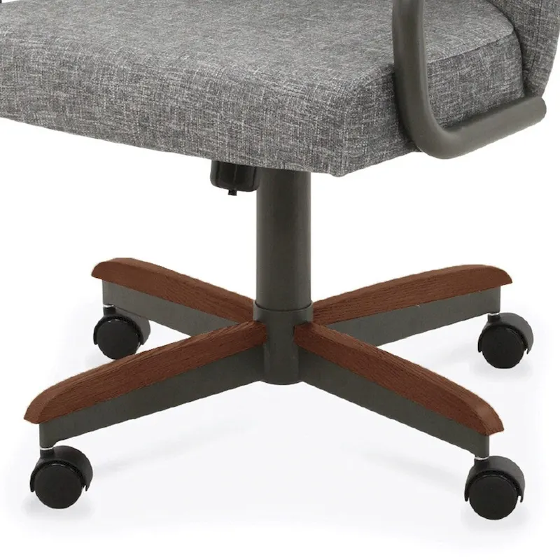 Chromcraft Douglas Caster Dining Chairs in Chestnut, Gray Finish (Set of 2)