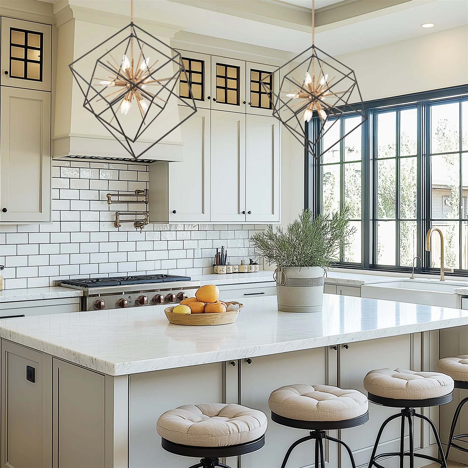 Berkshire 27 9-Light Mid Century Modern Foyer Geometric Pendant Light