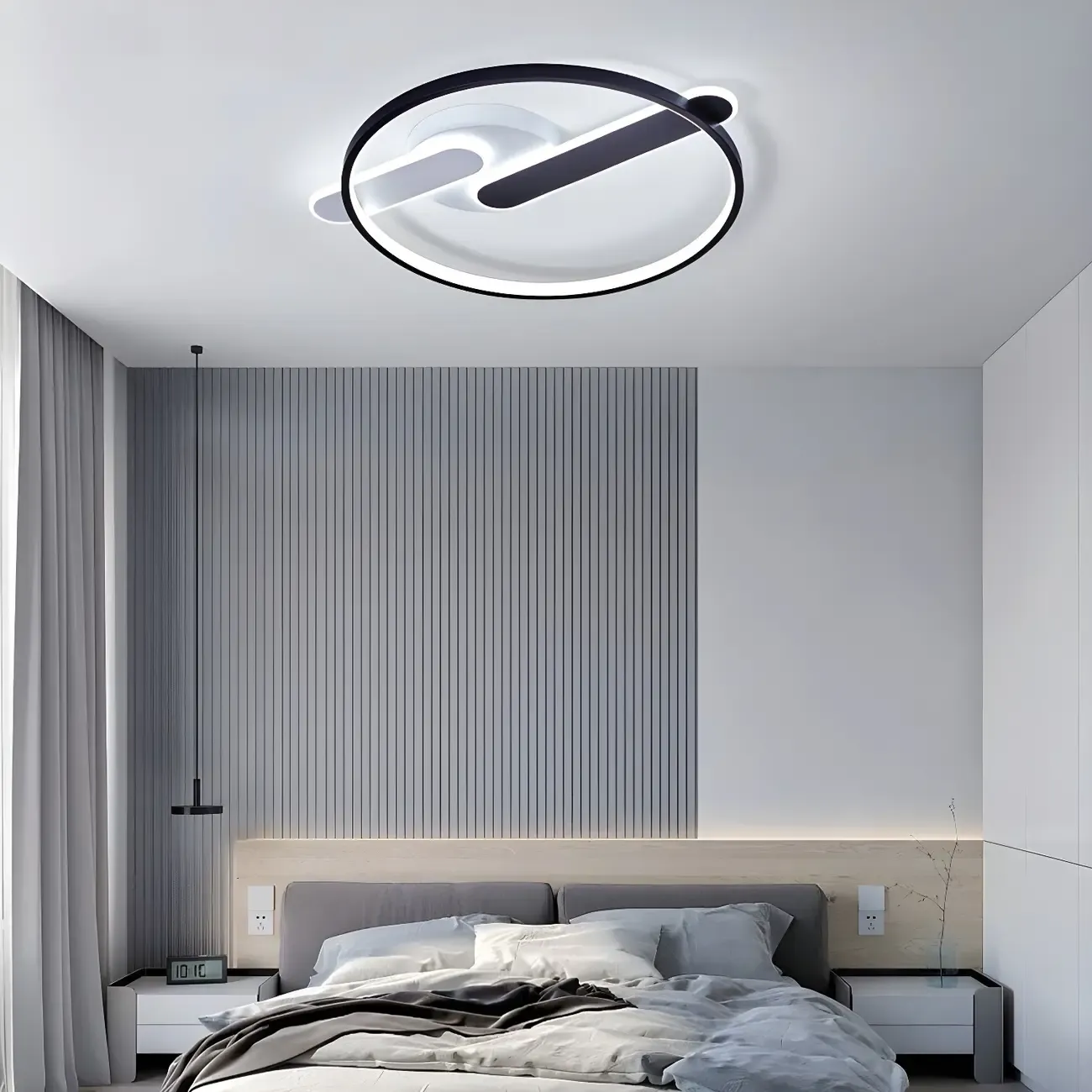 3-Light Circle Flush Mount Ceiling Light with Remote Control