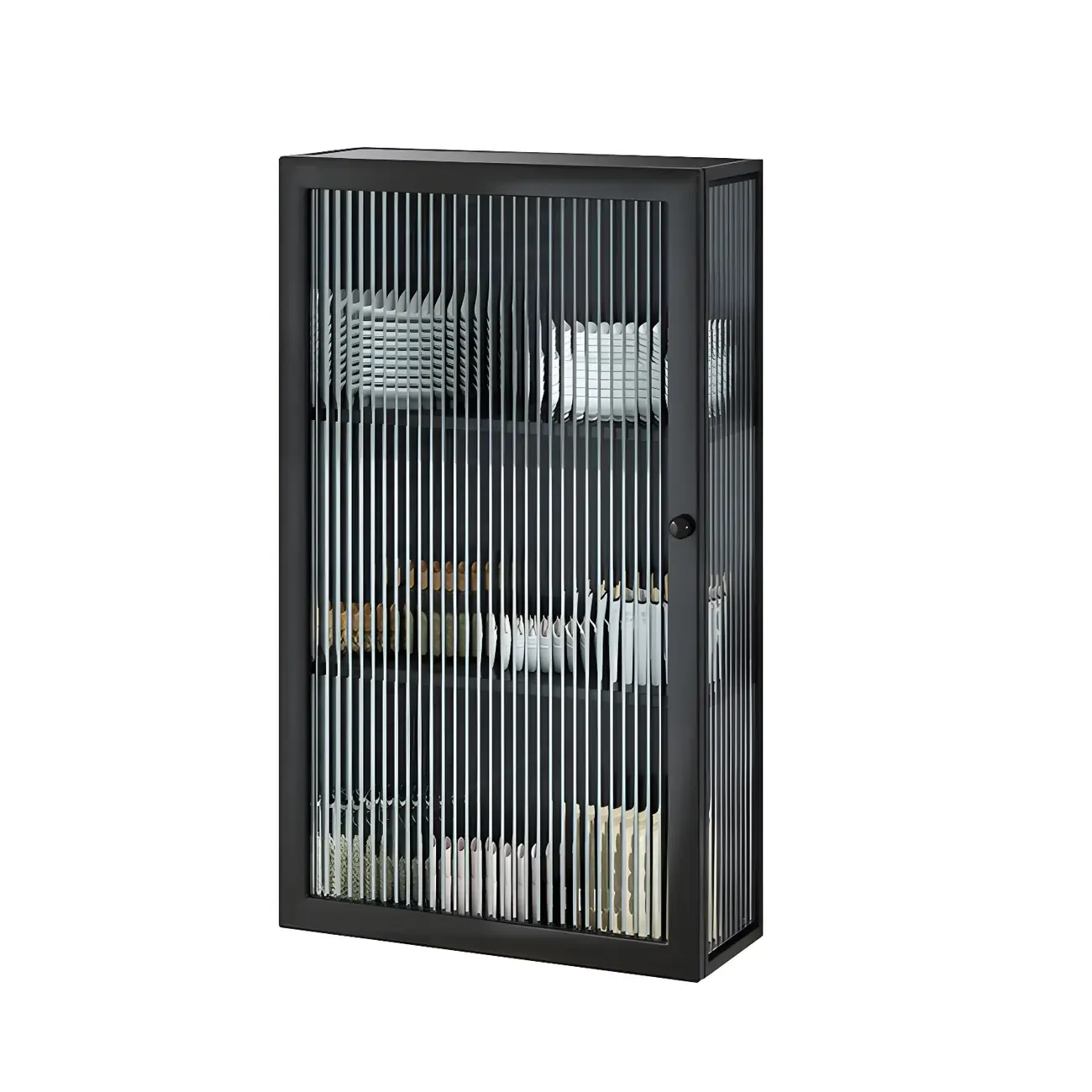 Modern Metal Black Wall-Mounted China Cabinet