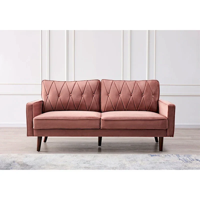 Feemster 69.3 Wide Velvet Tufted Cushion Back Sofa