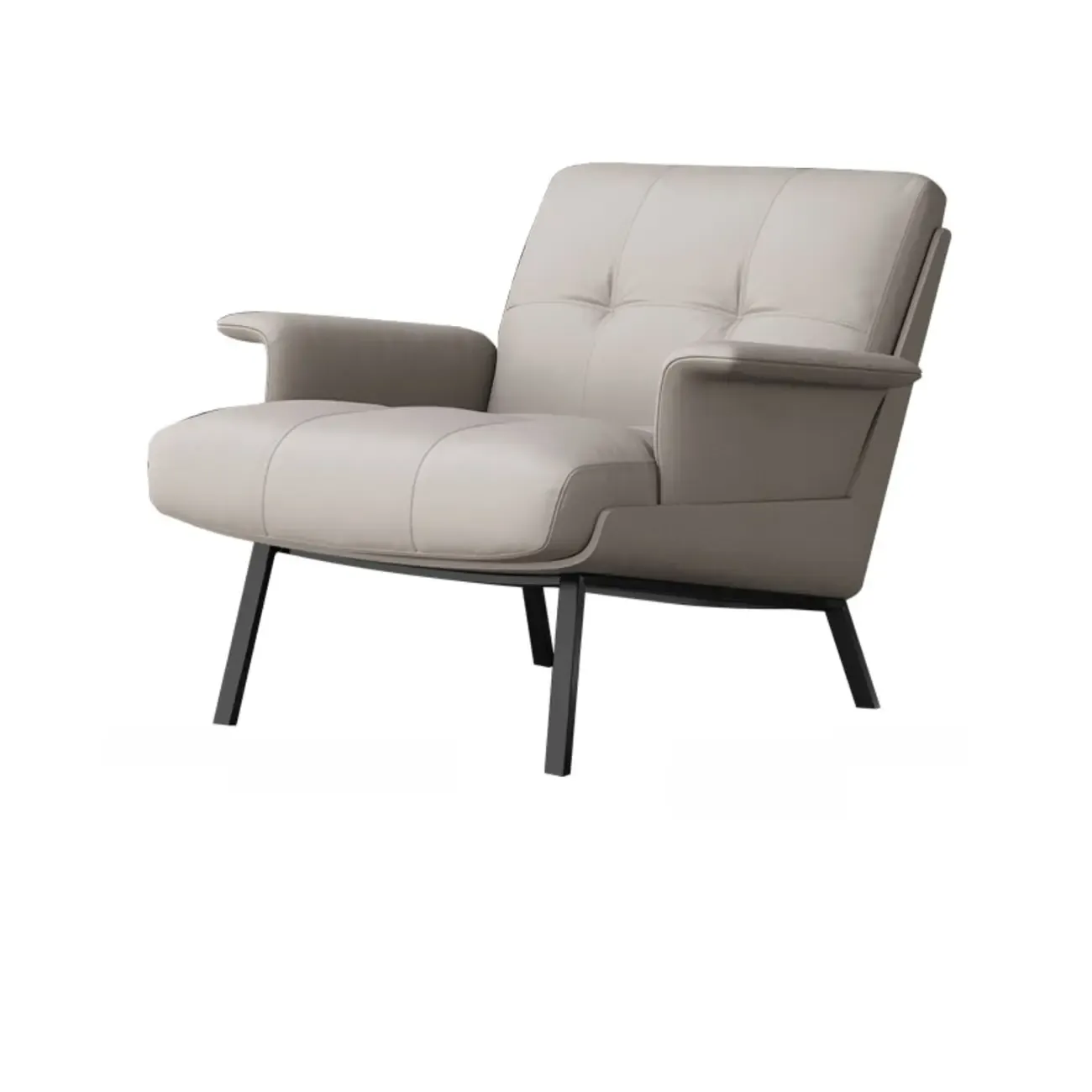 Modern Tufted Microfiber Leather Accent Chair with Arms