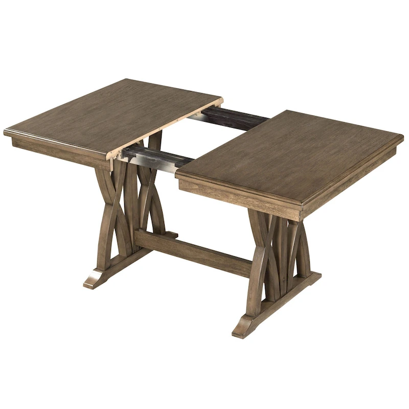 7-Piece Wooden Dining Table Set with Extendable Table & 6 Chairs