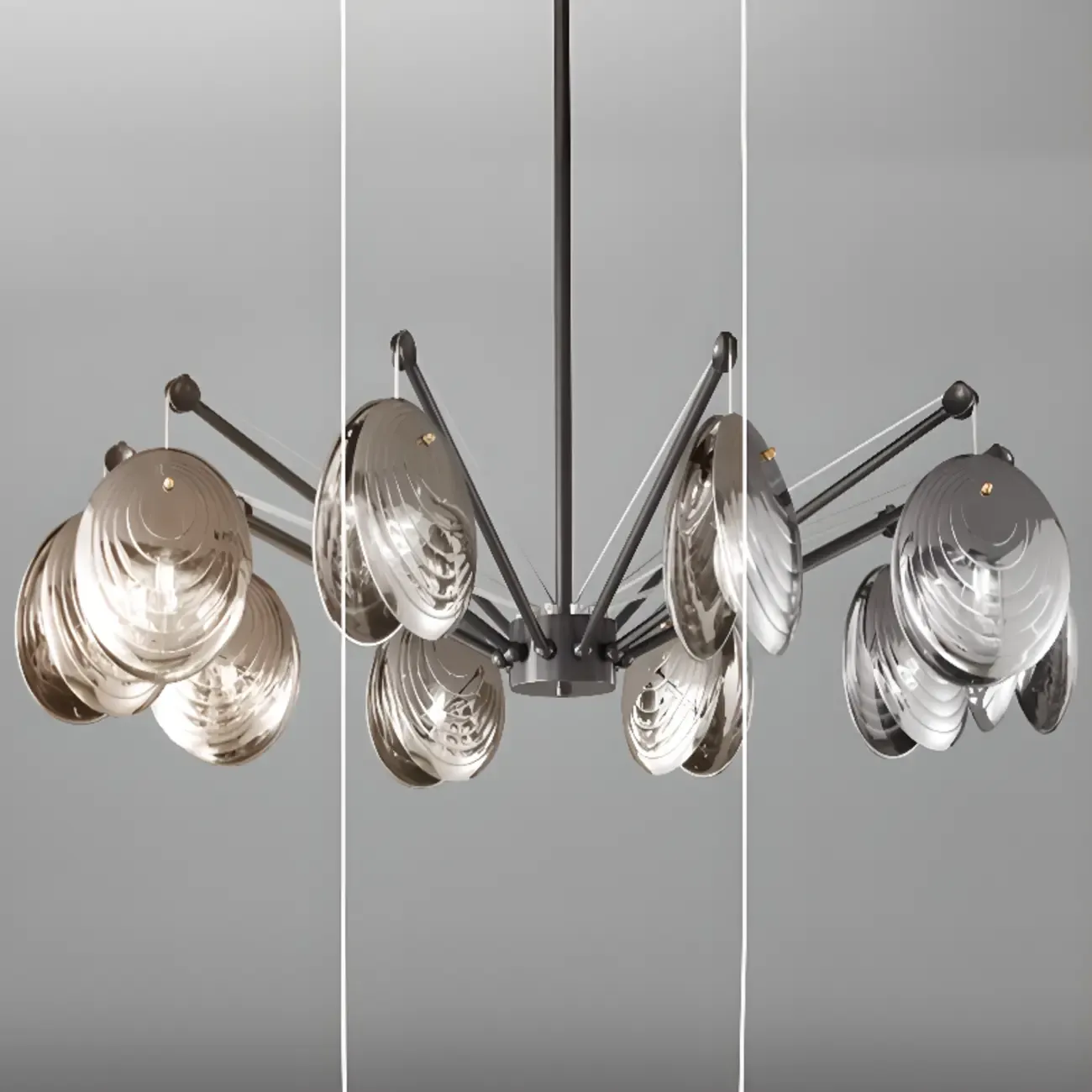 Modern Gray Metal Silver Shell Adjustable Chandeliers