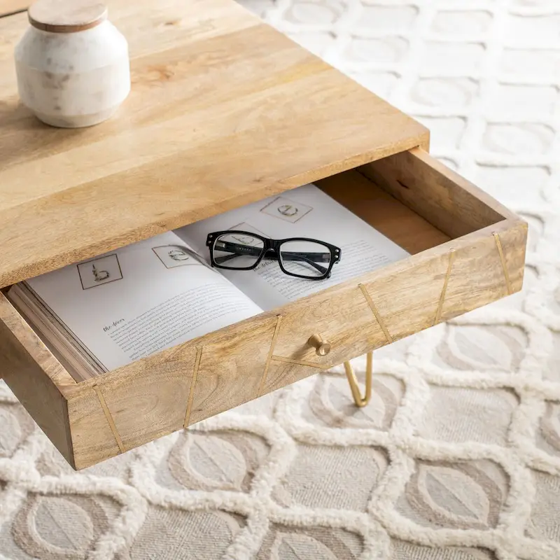 SAFAVIEH Nilgun 1-Drawer 1-Shelf Living Room Coffee Table - 43 W x 21.6 L x 16 H - 43Wx22Dx16H