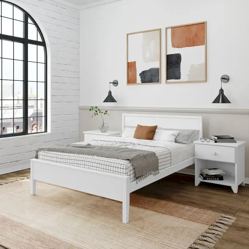 Full-Size Bed Frame with Panel Headboard