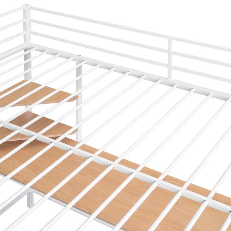 Full Metal Loft Bed with Desk and Shelve, Black