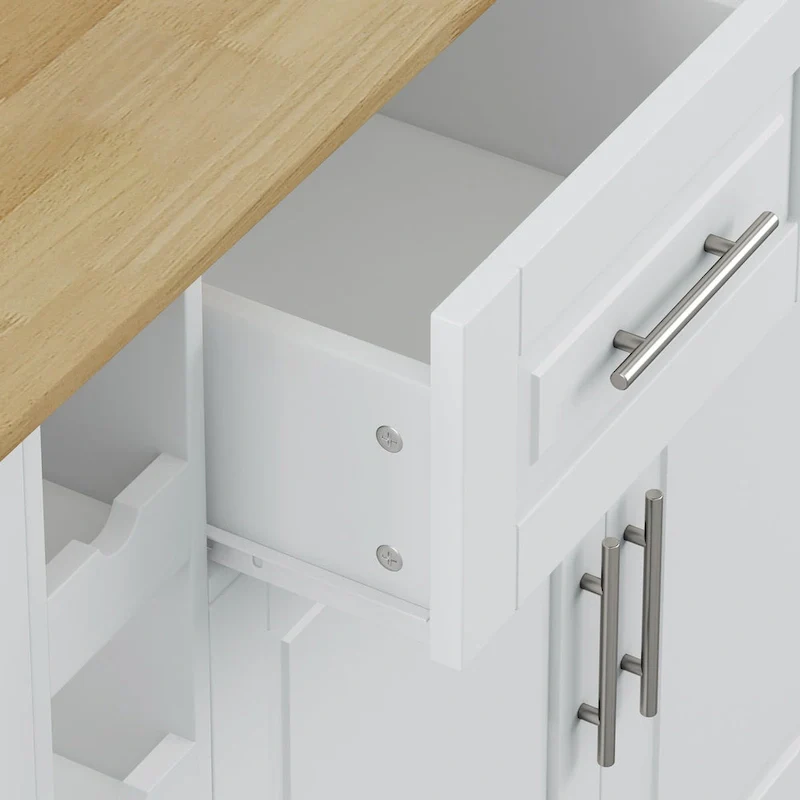 Foldable Kitchen Island Cart with Spice Rack, Towel Holder & Wine Rack