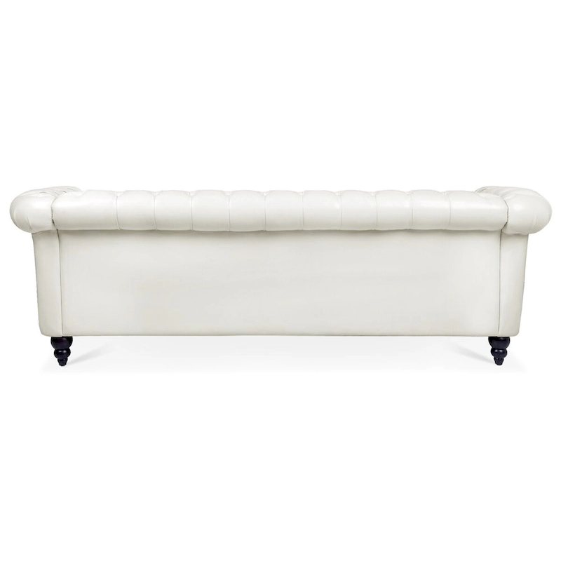Cream 84.65  Traditional Chesterfield 3 Seater Sofa, PU Leather