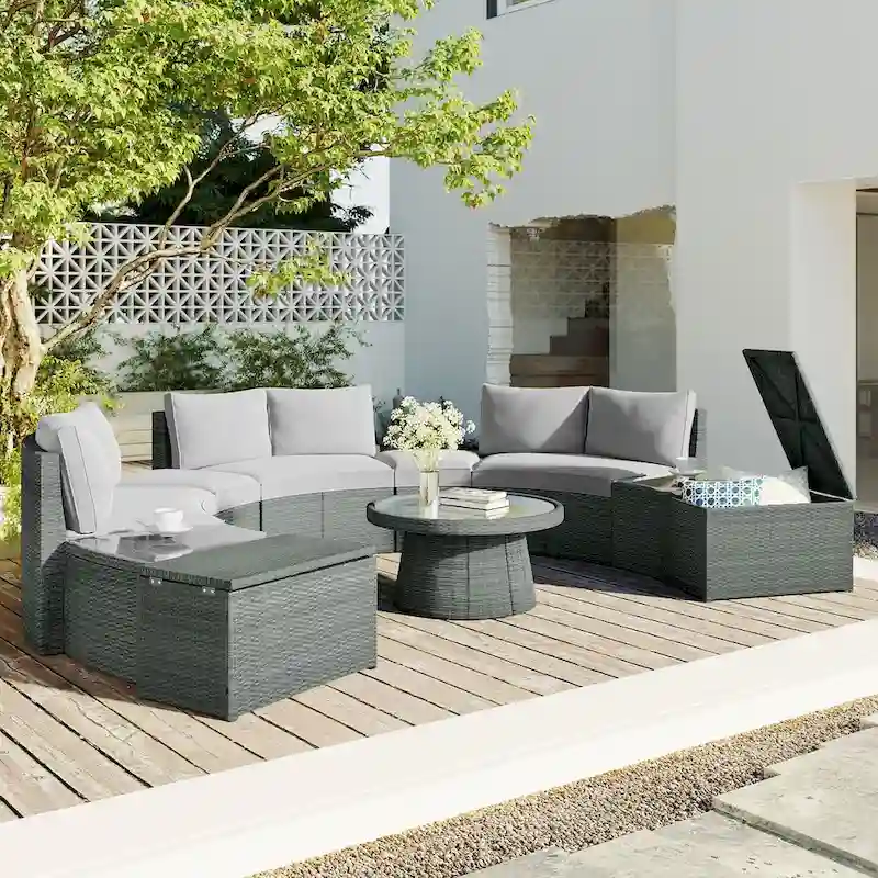 Outdoor Rattan Sofa Set (10 Pieces)