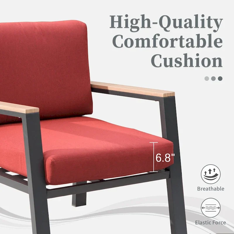 4 Pieces Aluminum Outdoor Patio Furniture Set, Modern Outdoor Sectional with Coffee Table & Cushion - 70.87 * 25.98 * 14.37