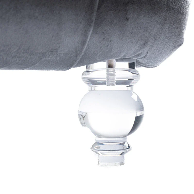 Button-Tufted Upholstered Velvet Recliner Chaise with Pillow and Acrylic Feet