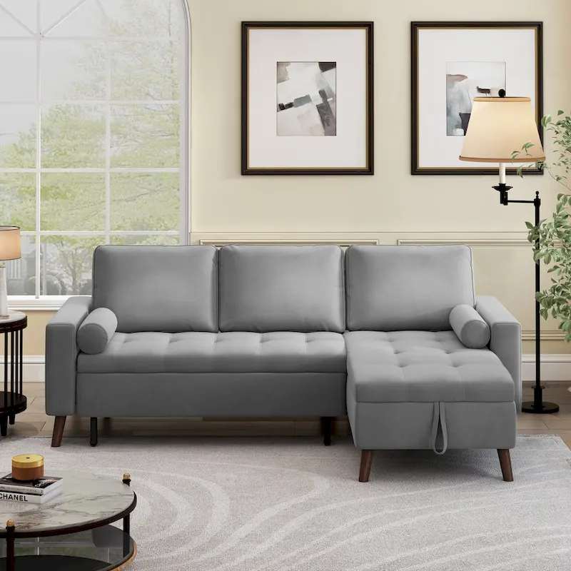 88 Reversible Pull out Sleeper Sectional Storage Sofa Bed