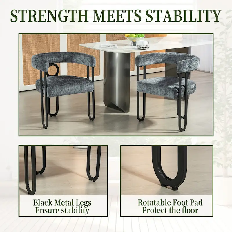 2 PCS PU Leather Upholstered Dining Chair Set wMetal Legs