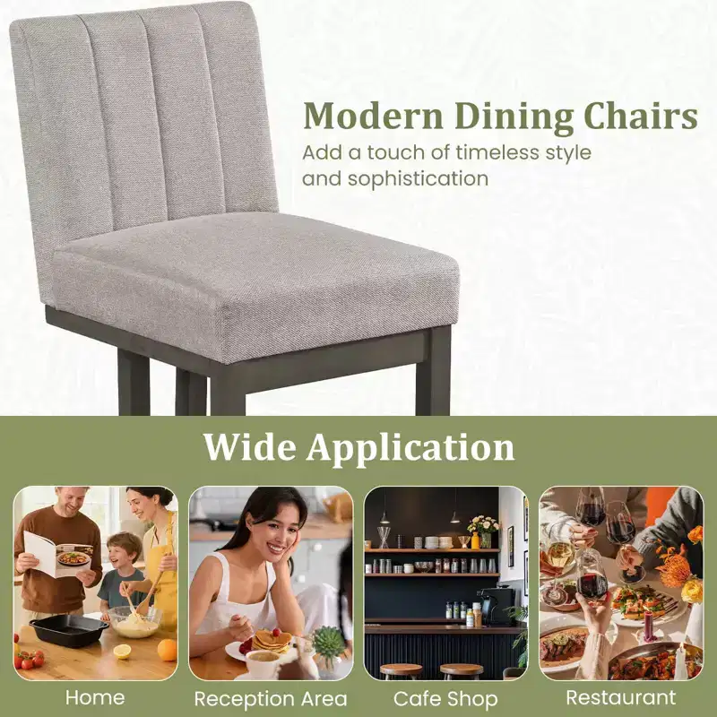 Beige+Gray / Walnut Farmhouse Upholstered Dining Chair, Armless, 2/4 PCS