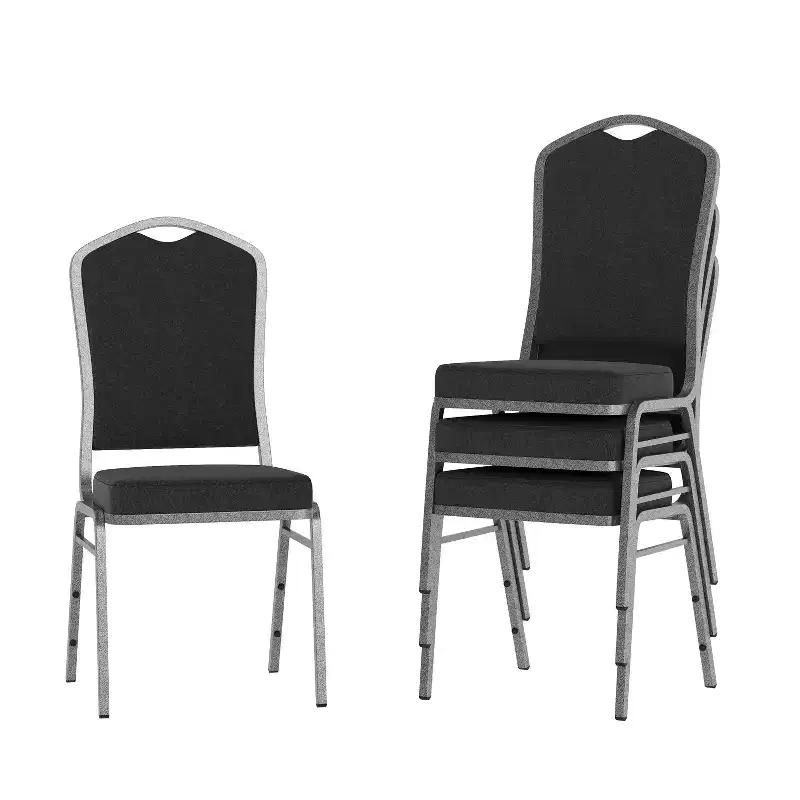 Black Crown Back Stacking Banquet Chair, Set of 4