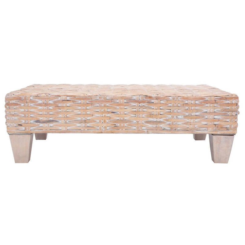 SAFAVIEH Caron Washed Natural Wicker Bench - 41 W x 28 D x 12 H - 41Wx28Dx12H