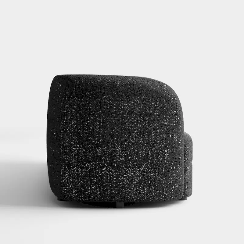 Modern Curved Arms Boucle Sofa Couch with Kidney Style Seat and Round Wooden Legs