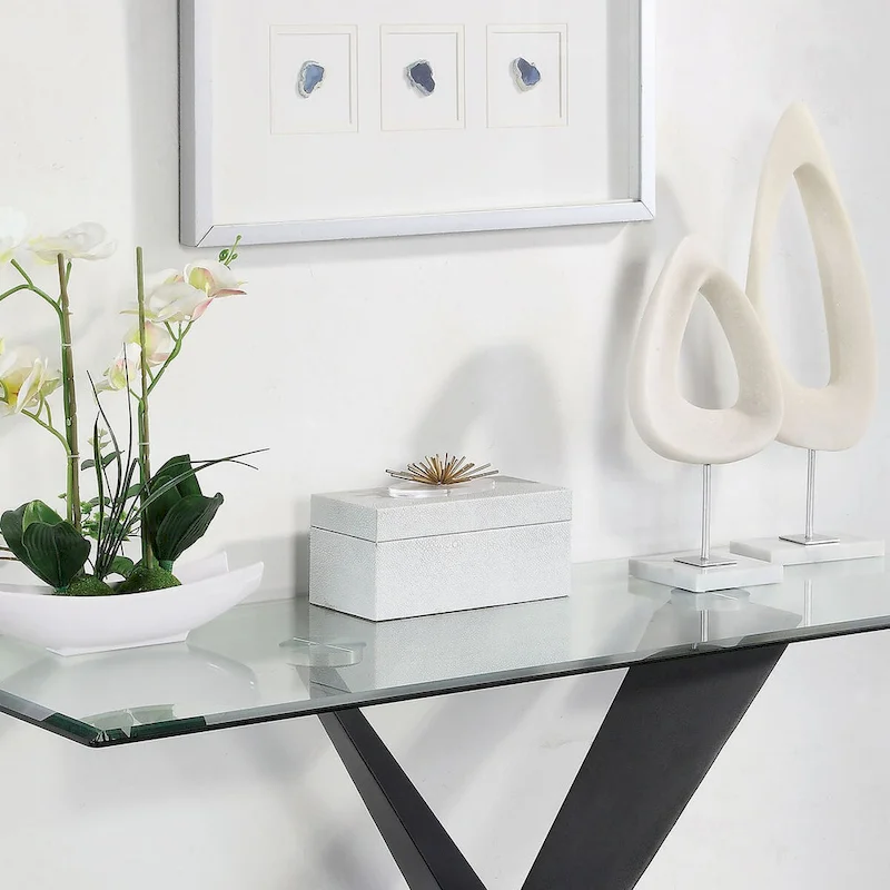 Gar Glam Black X-Base Glass Top Sofa Table by Furniture of America