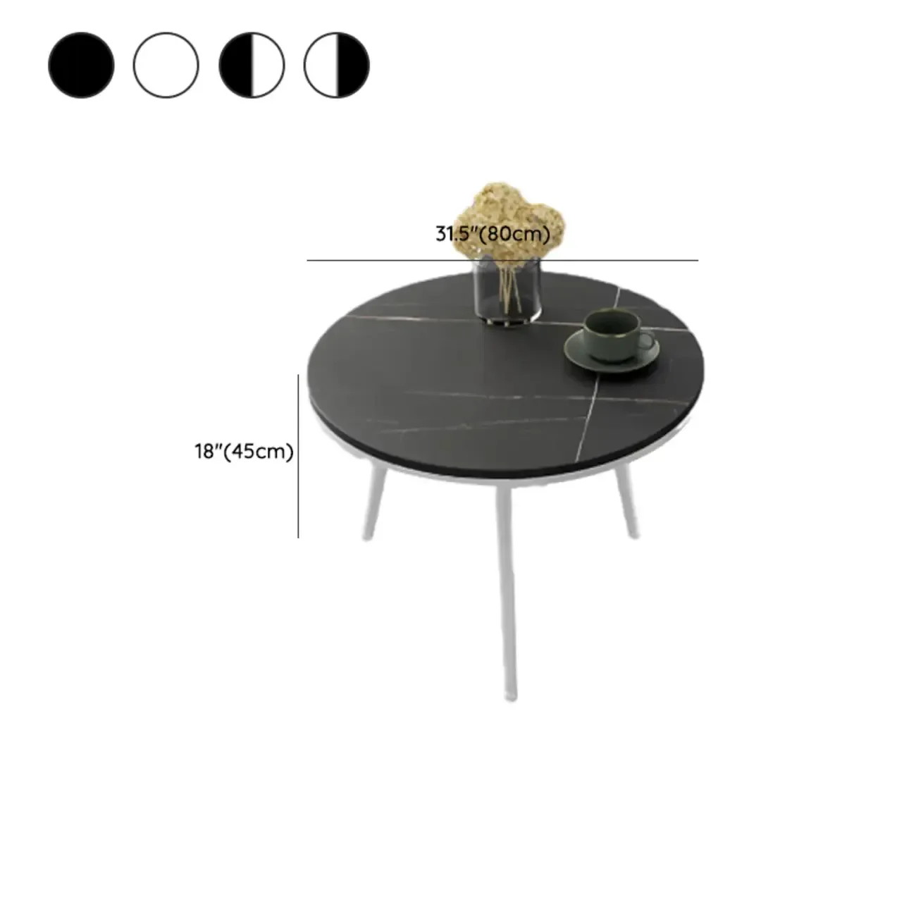 Modern Marble-Top 3 Legs Round Nesting Tables